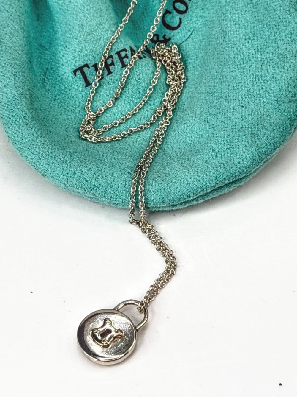 Tiffany & Co. 1837 Round Lock Cadena Keyhole Silver Necklace 16" 2.7g JR2057